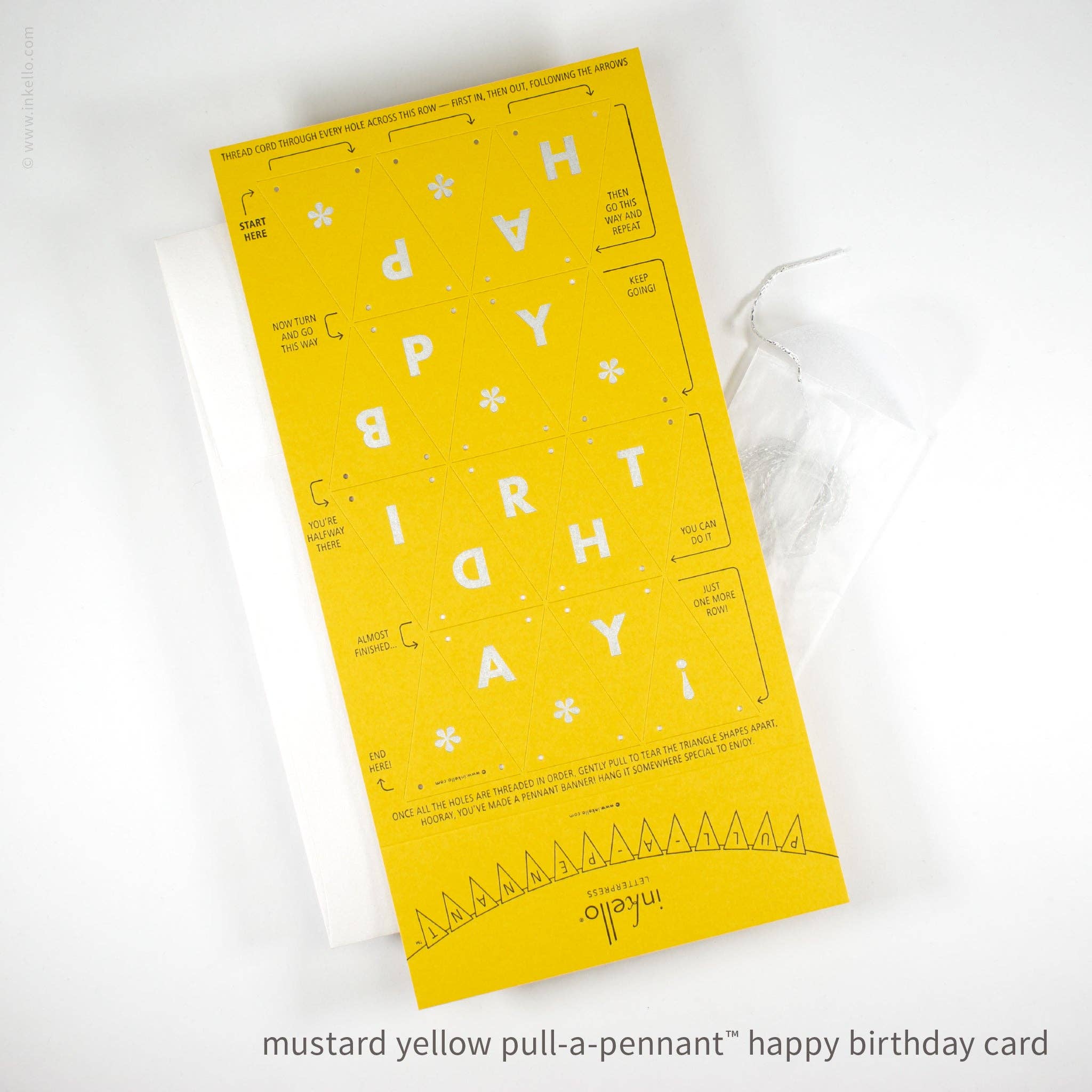 Inkello Letterpress - Wholesale Birthday Card - Birthday Pull-A-Pennant™ Greeting Card (#510)2