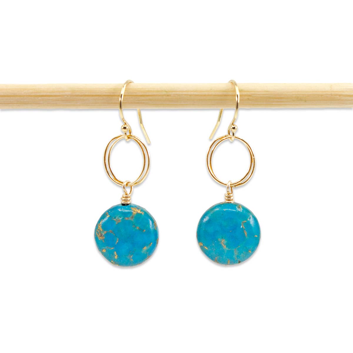 Stefanie Wolf Designs – Engroshandel Hængeøreringe og creoløreringe – Dyb krikand „Turq-ish“ cirkel dråbe øreringe, Sterling eller guld2