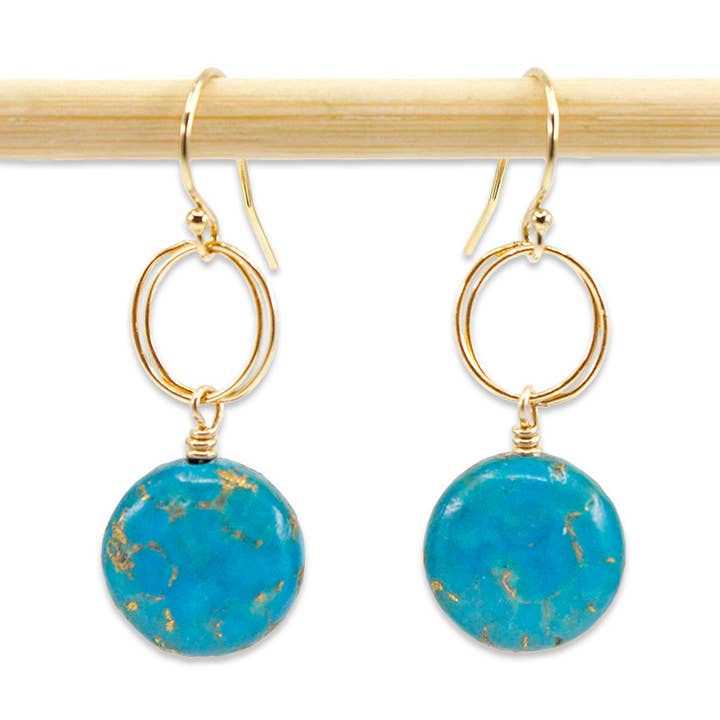 Stefanie Wolf Designs - Wholesale Dangle Earrings - Deep Teal "Turq-ish" Circle Drop Earrings, Sterling or Gold2