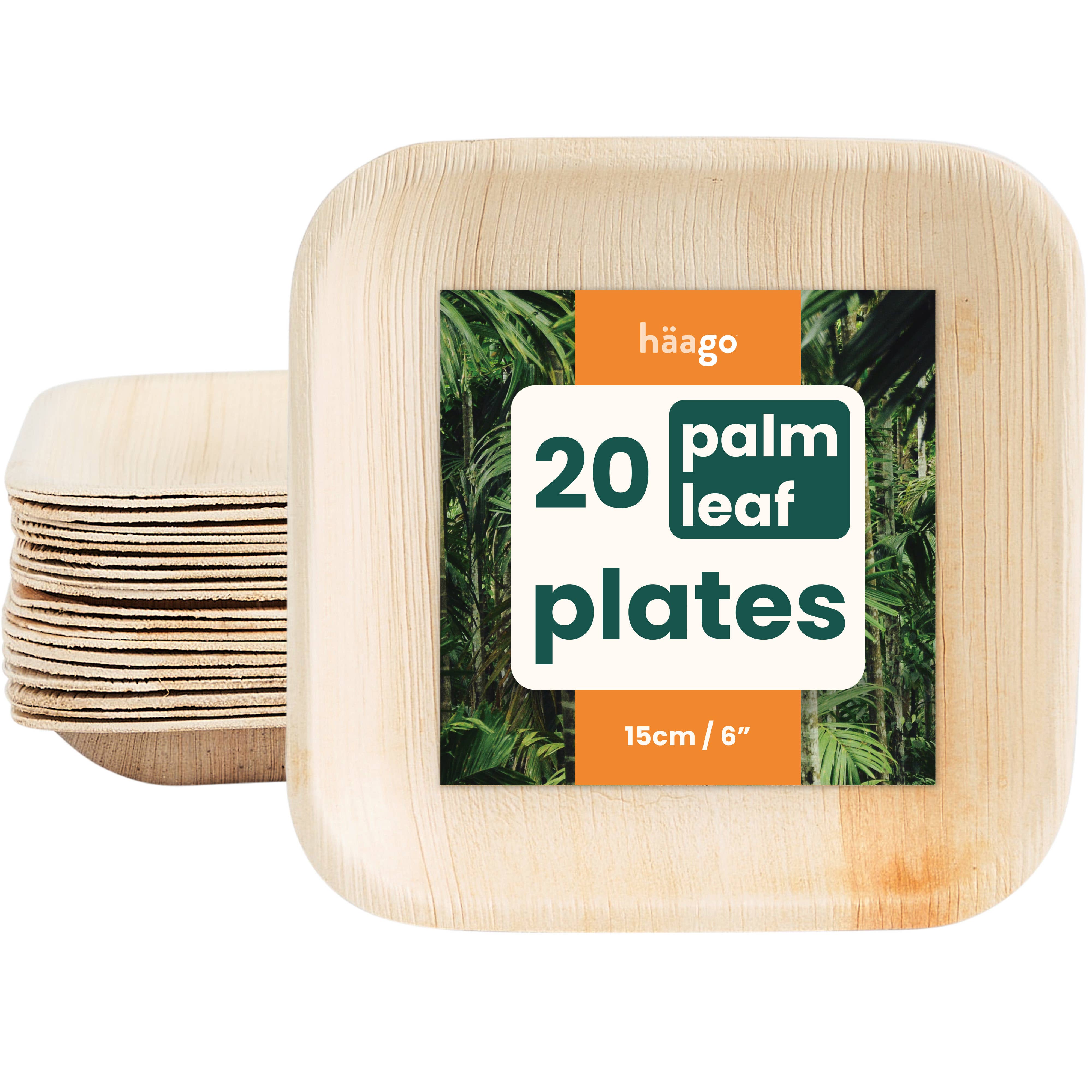 Häago - Wholesale Disposable Plate - 20 Recyclable Palm Leaf Plates0