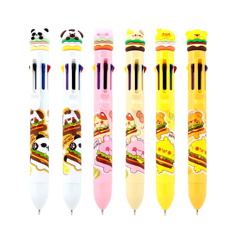 Puckator EU - Wholesale Pen - Cute Hamburger Multi Colour Pen with Topper (8 Colours)1
