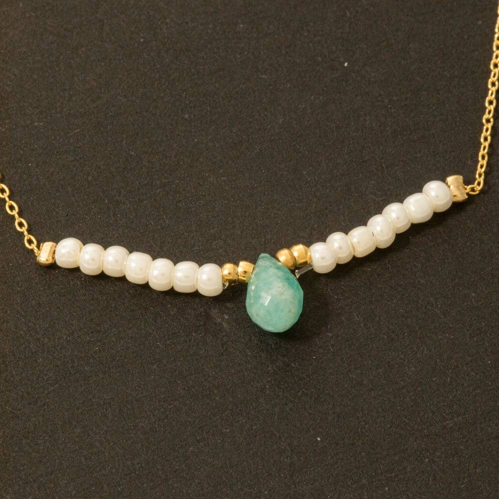 Anarchy Street – wholesale Pendant/charm necklace – Teardrop Stone Beaded Bar Charm Necklace1