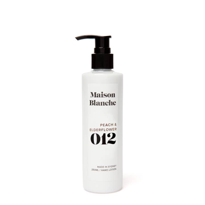 012 Peach & Elderflower/Lotion pour les mains pour la vente par Maison Blanche