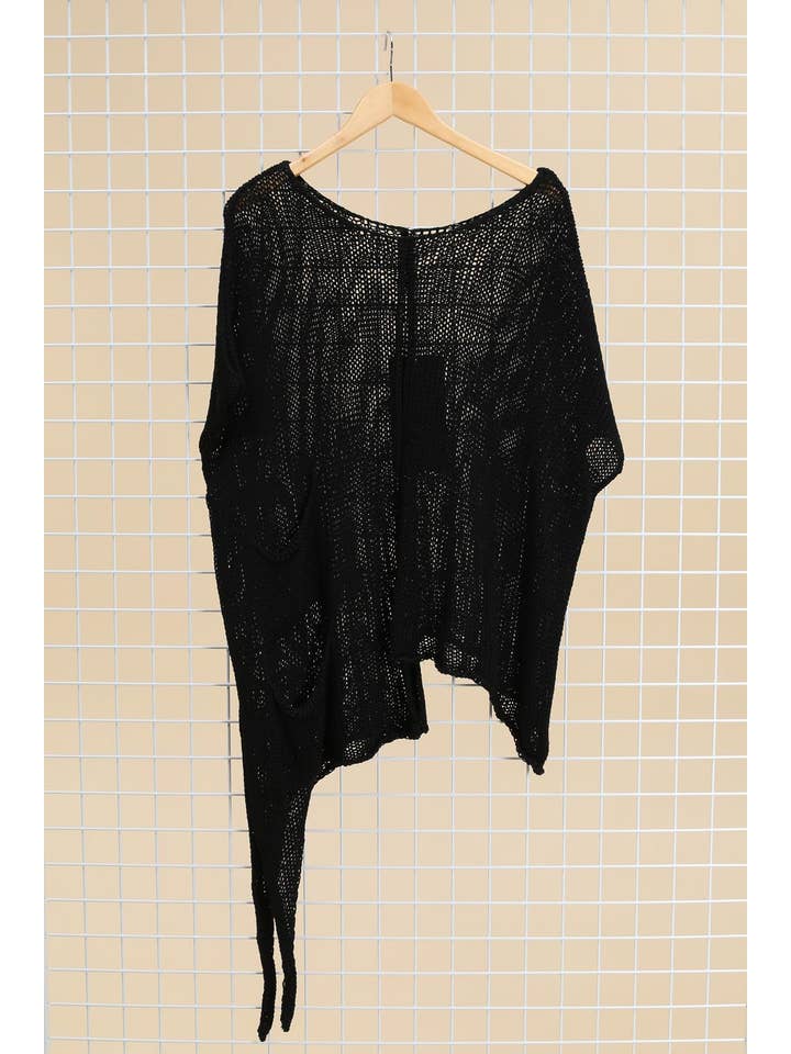 la maison des fibres naturelles – wholesale Tunikatröja - Dam – Asymmetrisk bomullströja med dekorativ knut 1516, 100 % bomull2