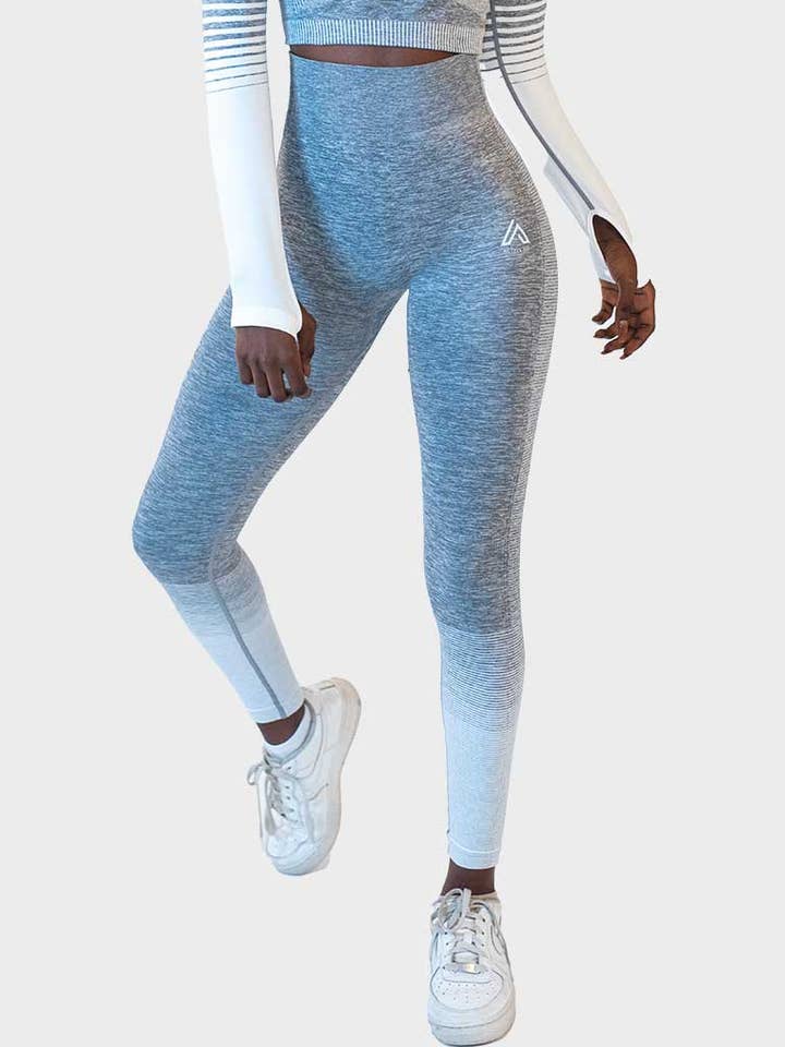 Legging gris avec détail de bande blanche pour la vente par Active Fit Gymwear
