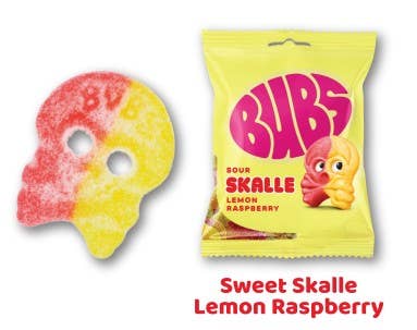 Kara Chocolates - Wholesale Gummy - BUBS Sour Skalle Lemon Raspberry Swedish Candy Skulls