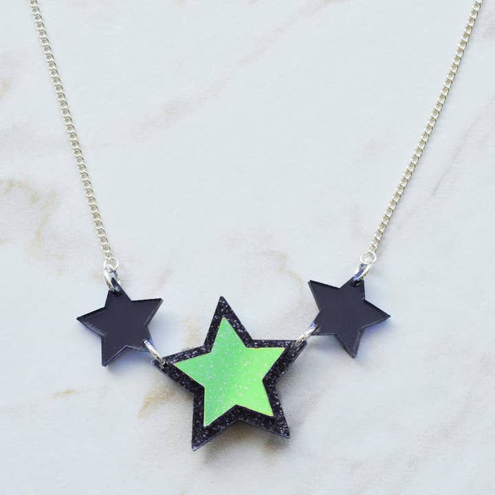 Iridescent & Glitter Star Princess Necklace for wholesale by Esoteric London