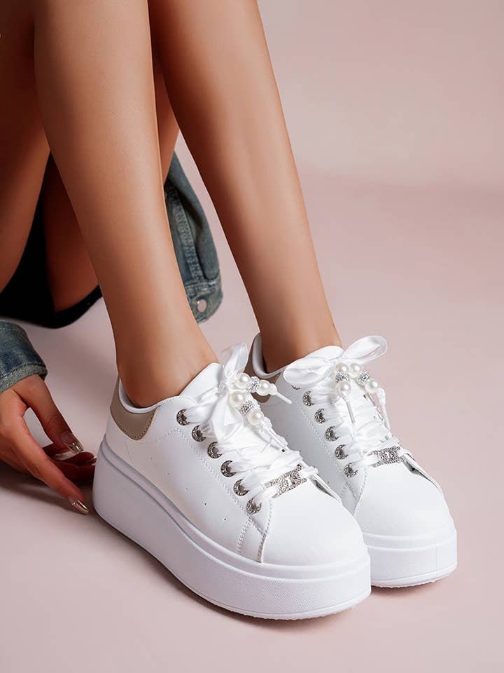 LADY GLORY – wholesale Vardagssneakers - Dam – Pärlade platå-sneakers