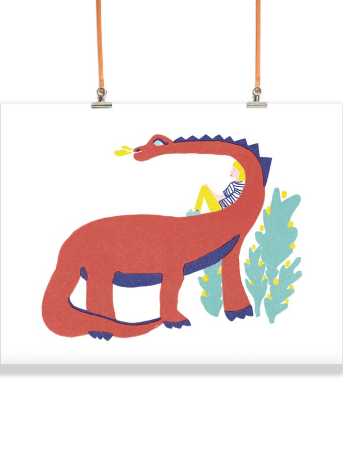 Glad Dino Riso Print for engroshandel hos Isatopia