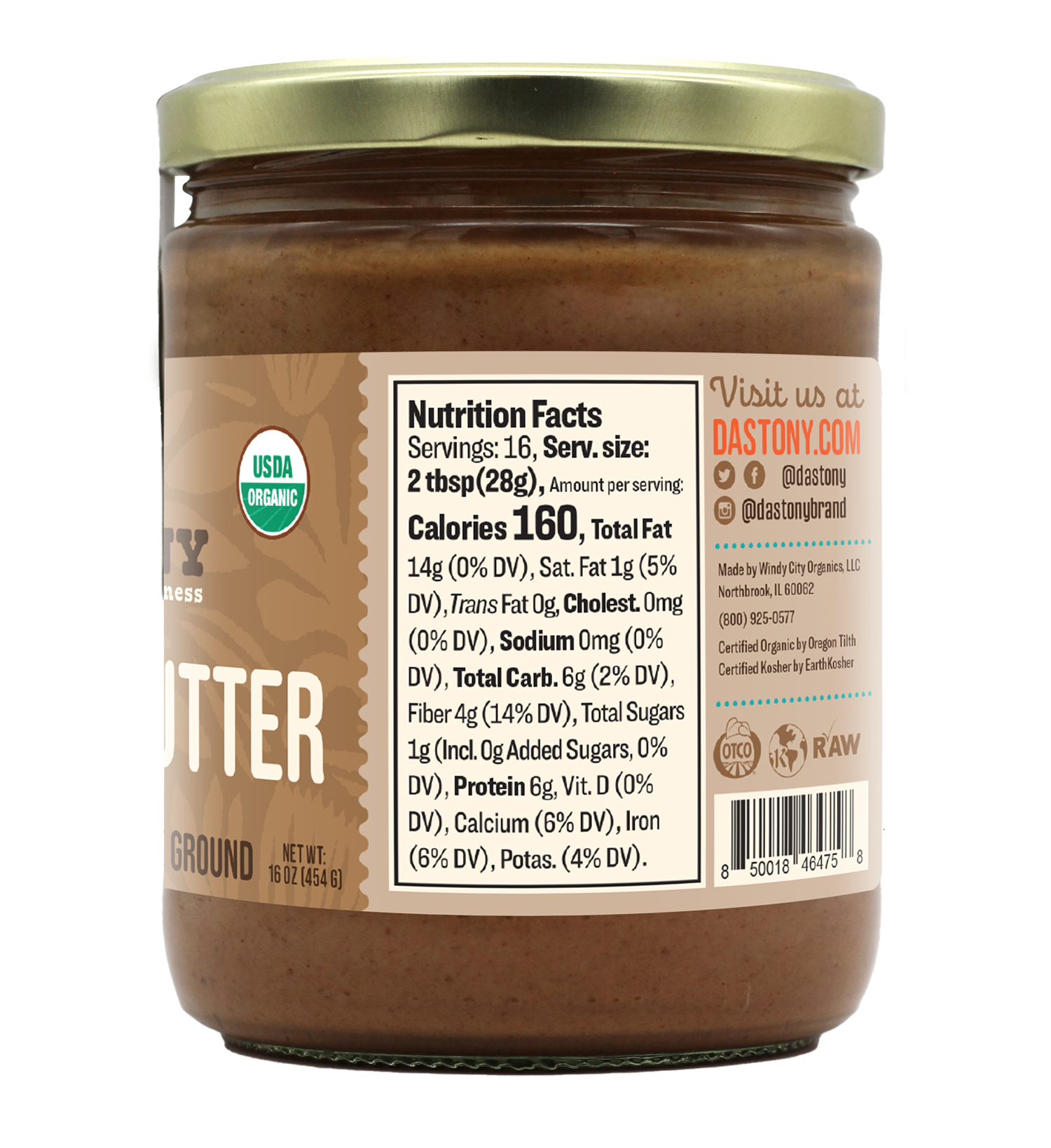 Windy City Organics - Wholesale Nut Butter - Organic Raw Almond Butter, 16 oz2