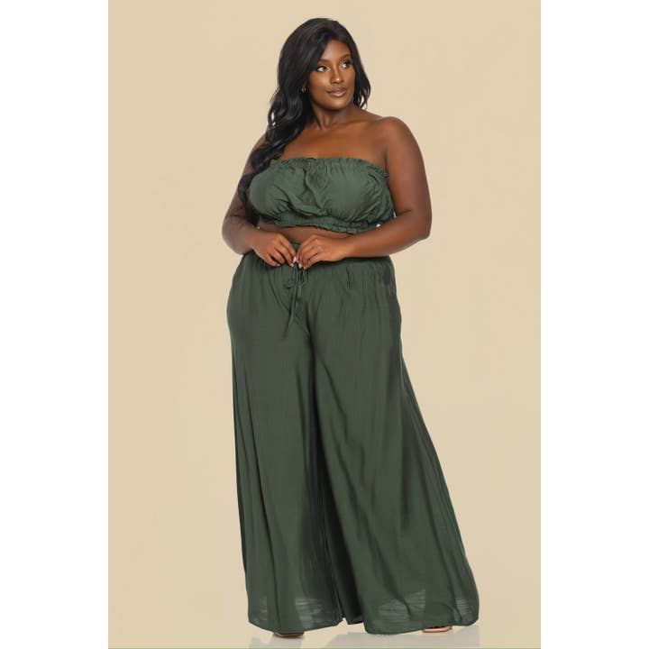 The Sang - Wholesale Top & Pant Set (NOT Loungewear) - Women's - PLUS SHIRRED TUBE TOP WITH MATCHING PALAZZO PANTS SET6
