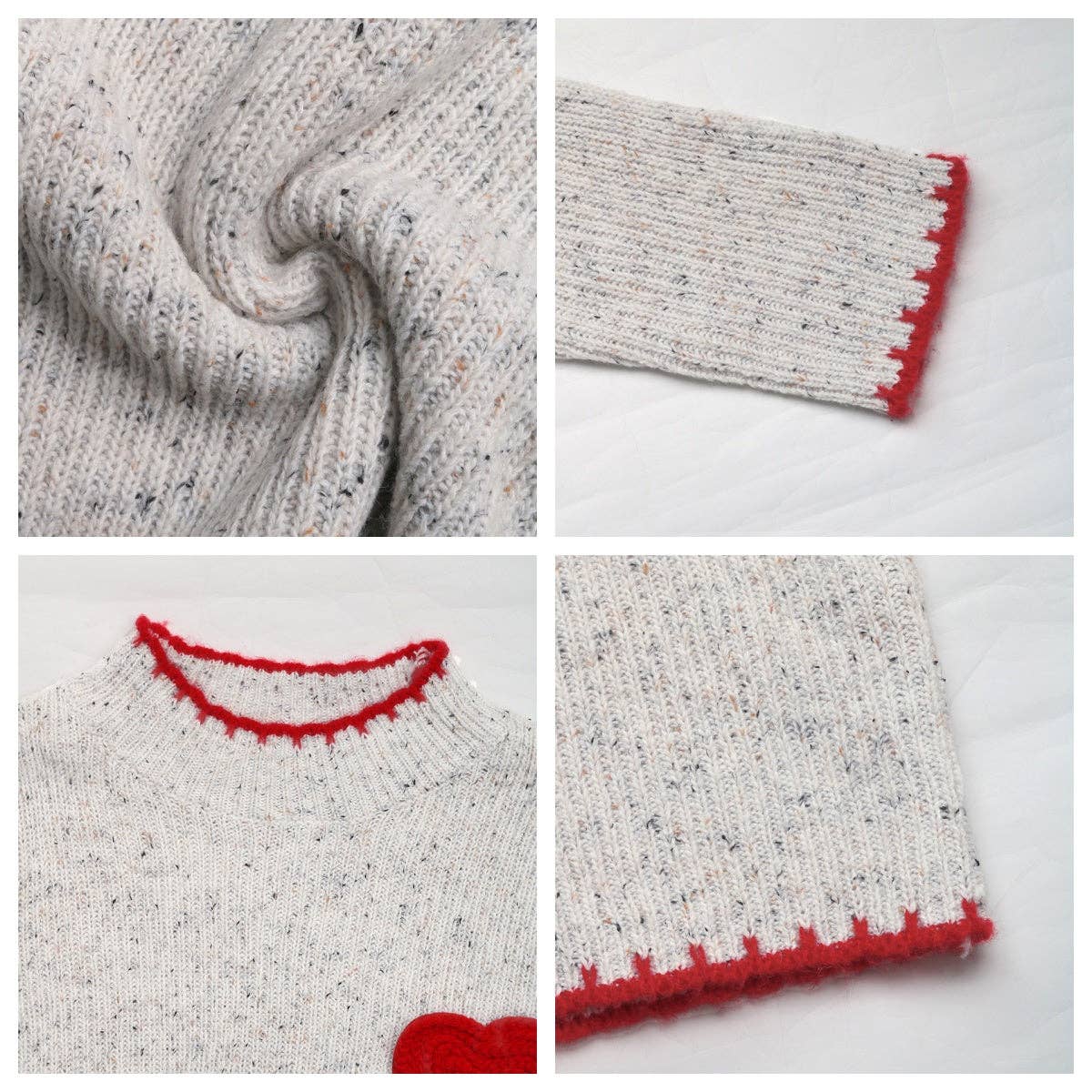 Light gray Valentine's Day Sweet Age-Reducing Heart Sweater for wholesale on Faire3