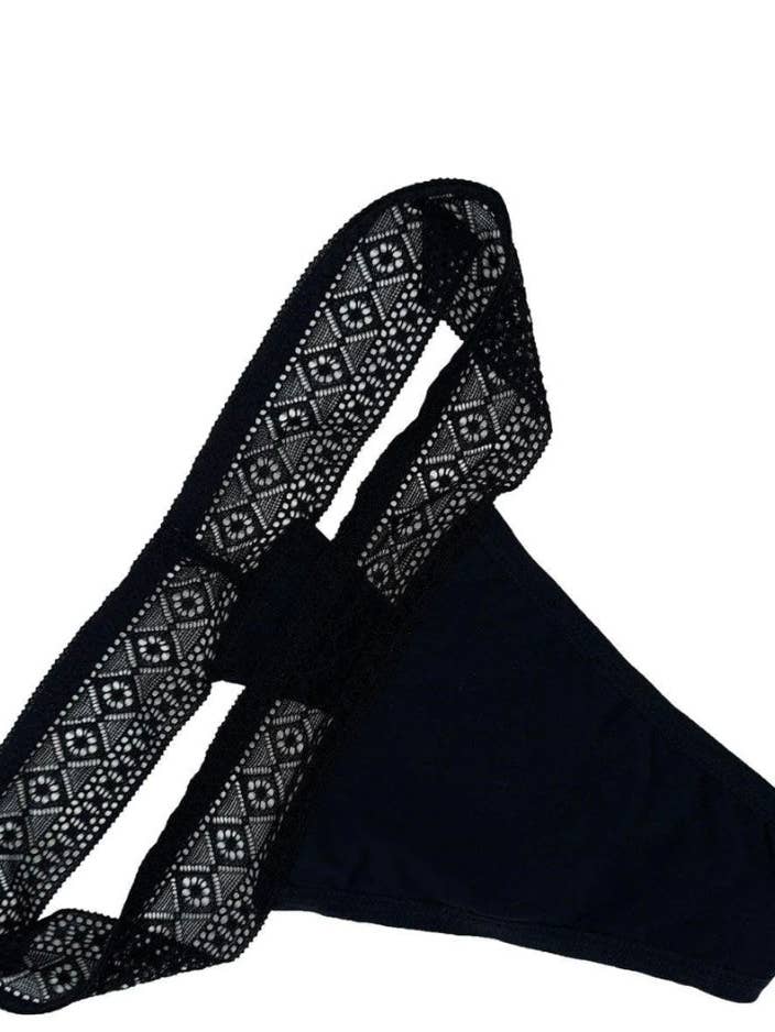 Black Luxe Lace Period G-string for wholesale on Faire3