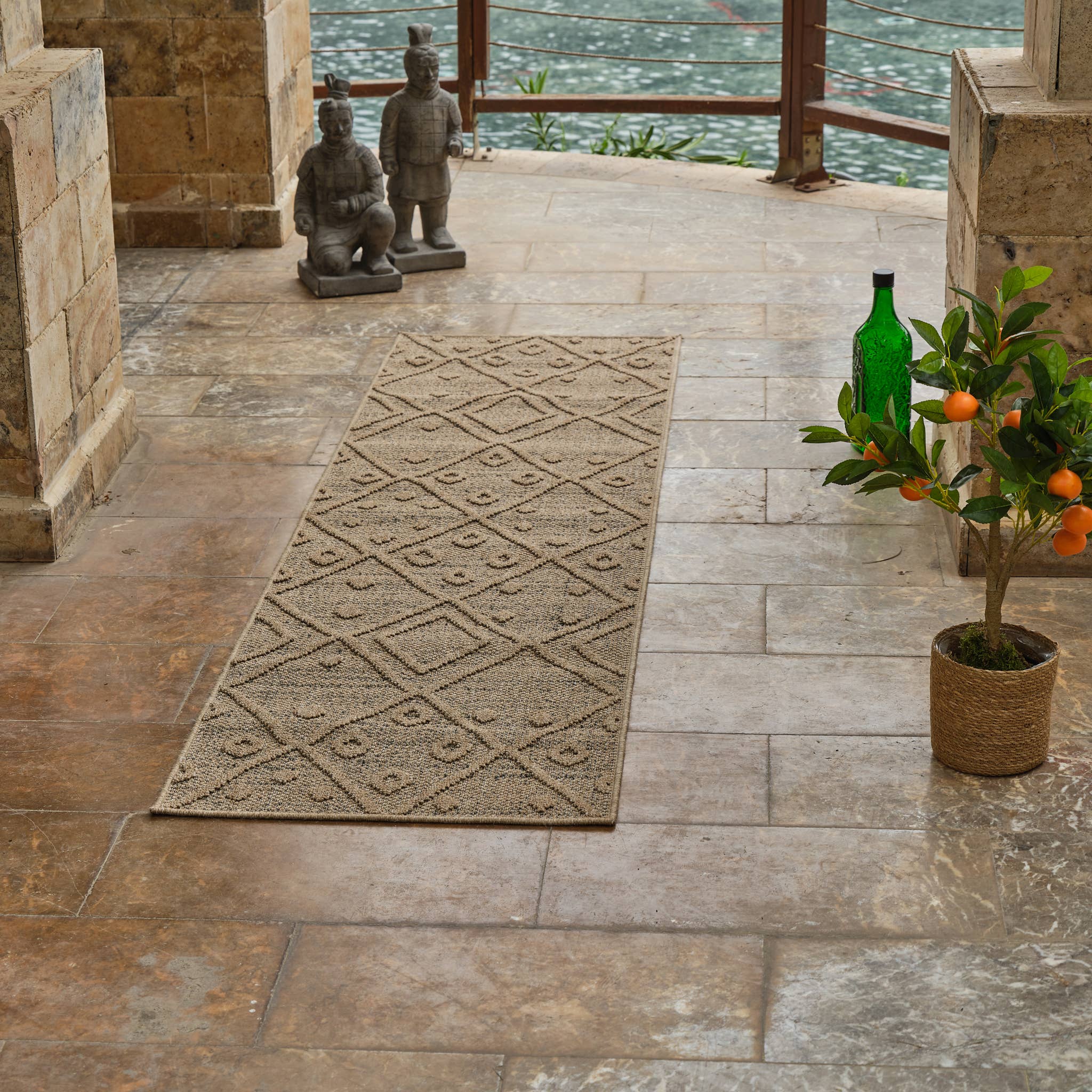 Abstract Boho Brown Beige Indoor Area Rug for wholesale on Faire6