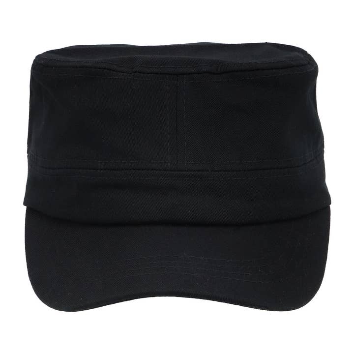 Black Twill Cotton Velcro Cadet Cap for wholesale on Faire1