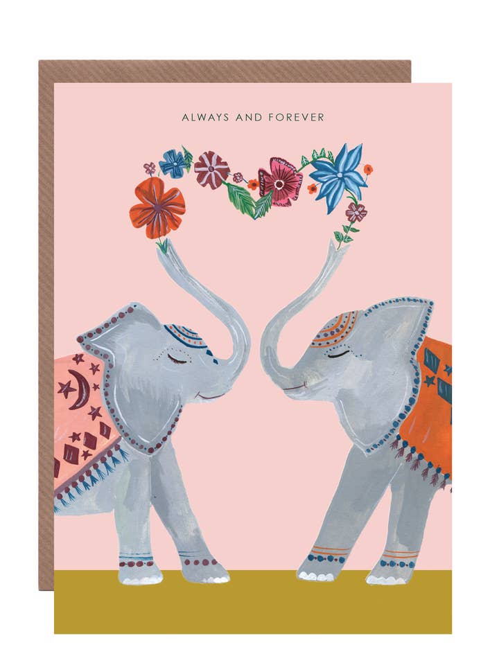 'Elephant Always and Forever' Greetings Card for wholesale by Hutch Cassidy (Greetings Cards and Paper Goods)