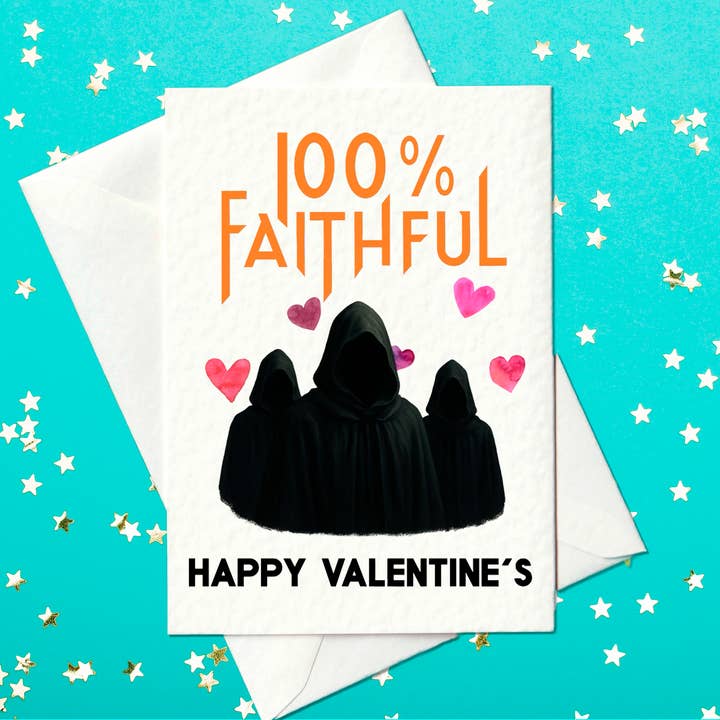 The Traitors Inspired Valentine Card – 100% Faithful (A6) for wholesale by Prickly Cards
