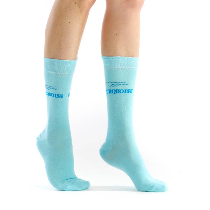 Turquoise sock for wholesale by Pom de pin
