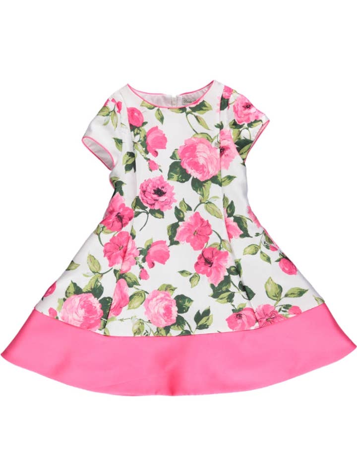 Pink dress with floral pattern for wholesale by Piccola Speranza