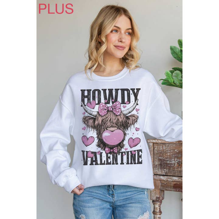 HOWDY VALENTINE MOO Plus Size Grafische Sweater voor wholesale door BLUME & CO.
