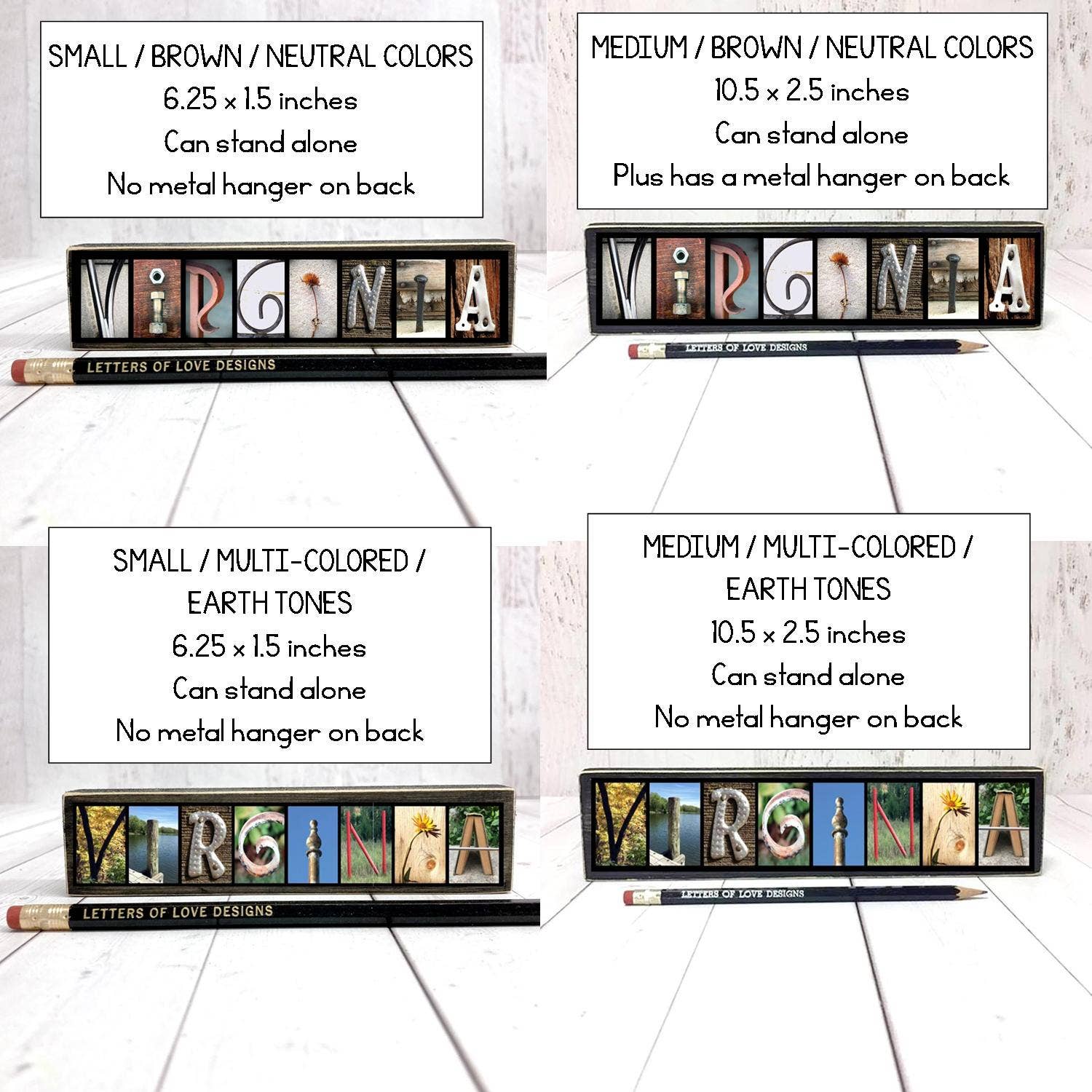 Letters Of Love Designs - Wholesale Sign - Virginia Gifts, Virginia Sign, Virginia Art, State Name Sign0