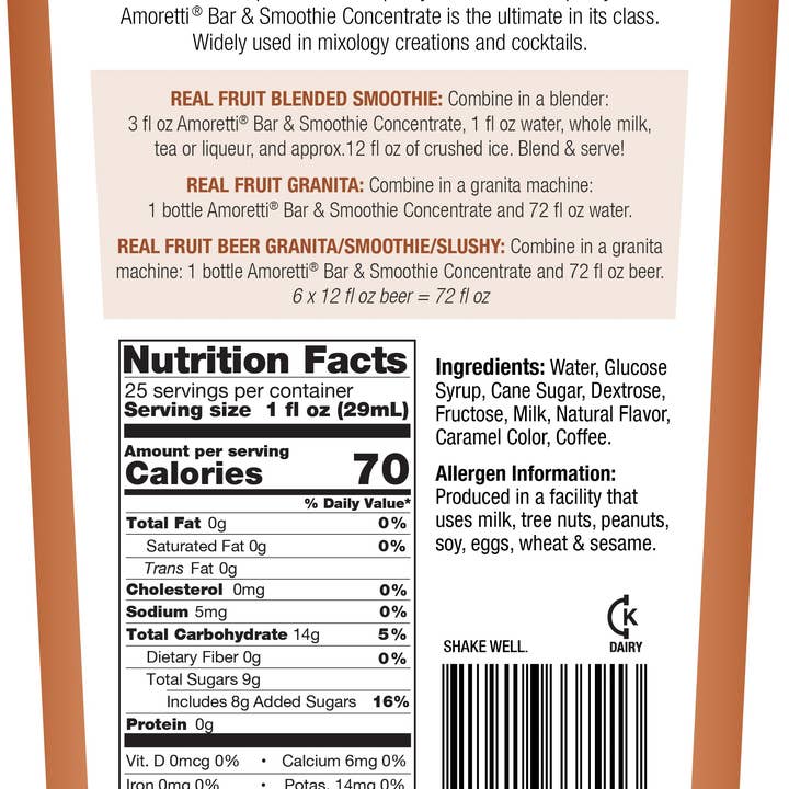 Amoretti - Wholesale Cocktail Mix/Syrup - Tiramisu Bar & Smoothie Concentrate1