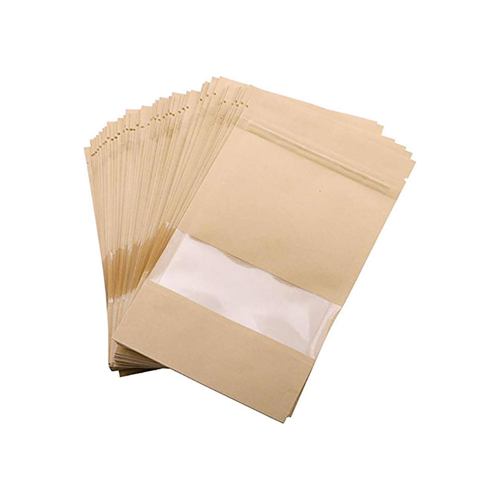 Emartbuy – wholesale Gift box – Kraft Zip Lock Paper Bags - Pack Of 50