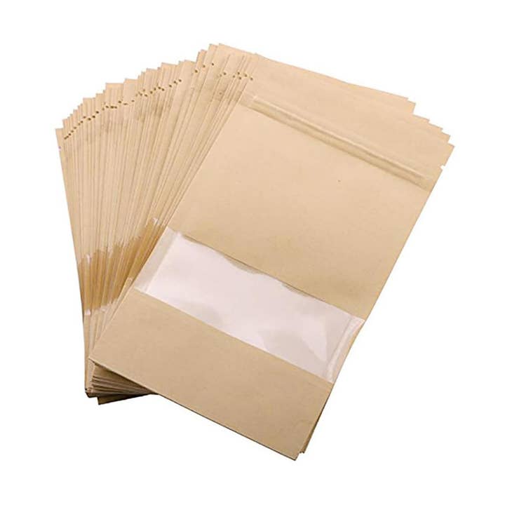 Kraft Zip Lock Paper Bags - Pack Of 50 for wholesale by Emartbuy