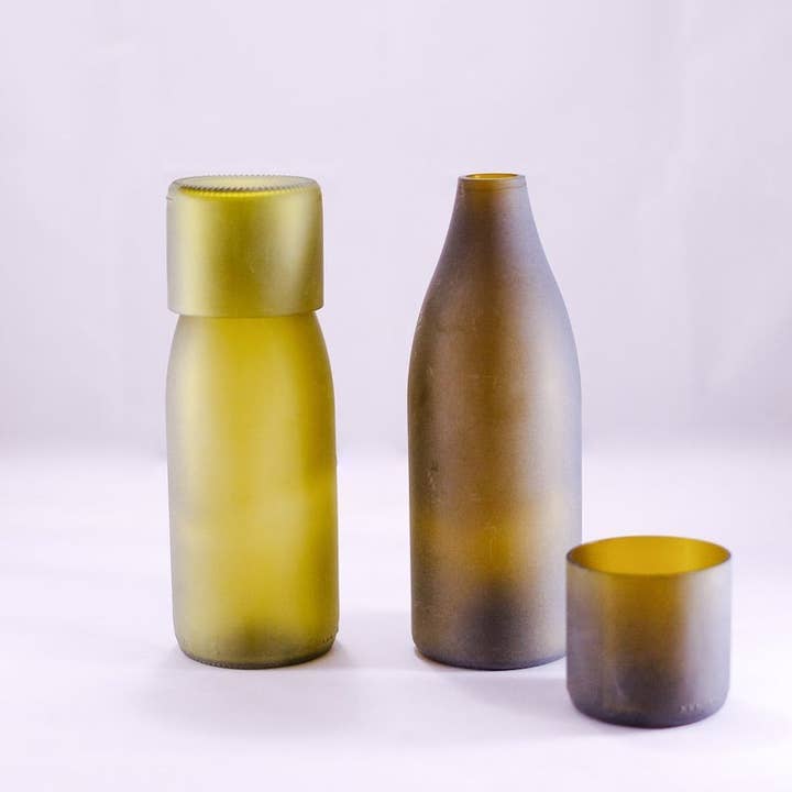 WAS A BOTTLE - Vendita all'ingrosso Caraffe - Comodino bottiglia di vino caraffa con set di bicchieri (smerigliato)