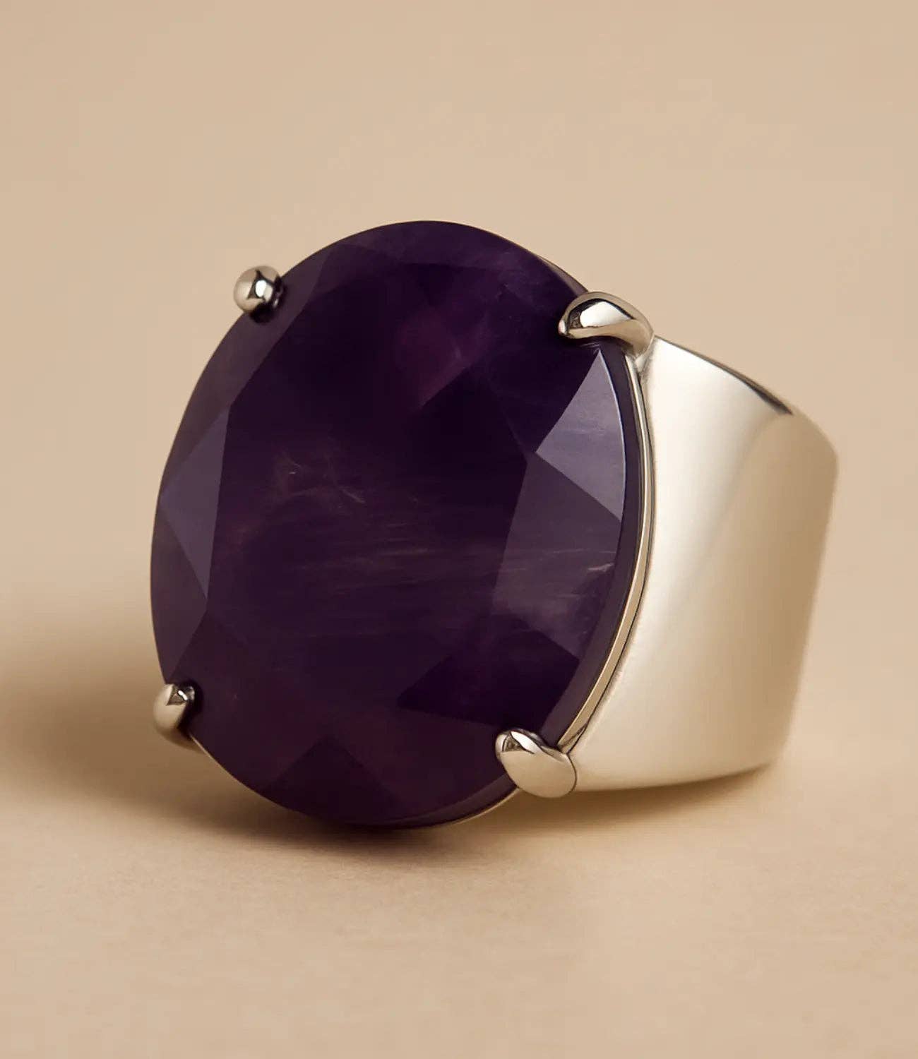 PHOEBE´S - Wholesale Cocktail/Statement Ring - Silver Open Ring with Natural Stone1