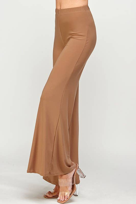 Pink Irene Wholesale - Wholesale Pants - Women's - Plus Size Elastic Waist Wide Leg Solid Pants4