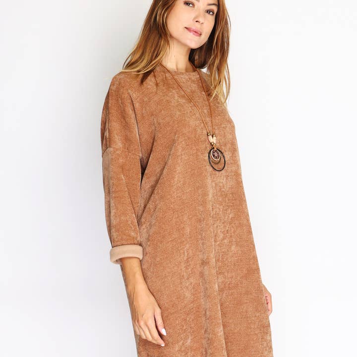 ORNELLA PARIS - Vente Robe – femme - Robe en velours avec collier SLV-R6363
7