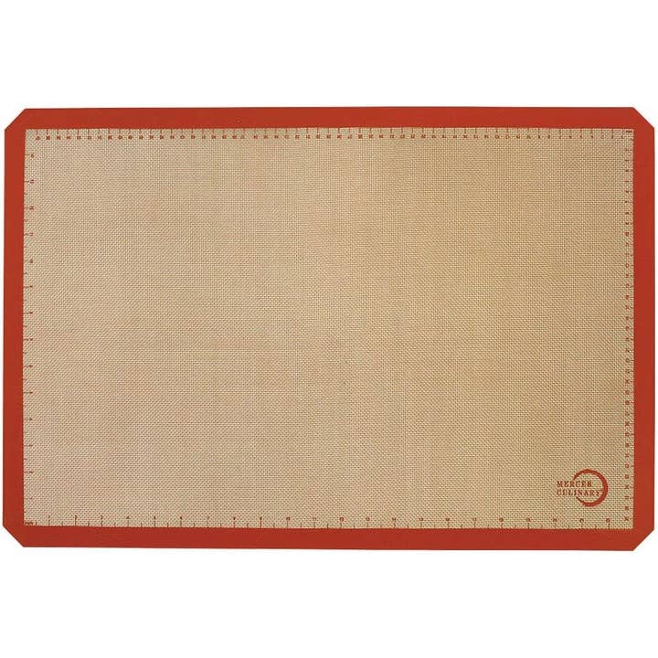 Silicone Bake Mat, Full Size, 16.5" x 24.5", Orange border for wholesale by Barfly Mixology Gear & Mercer Culinary