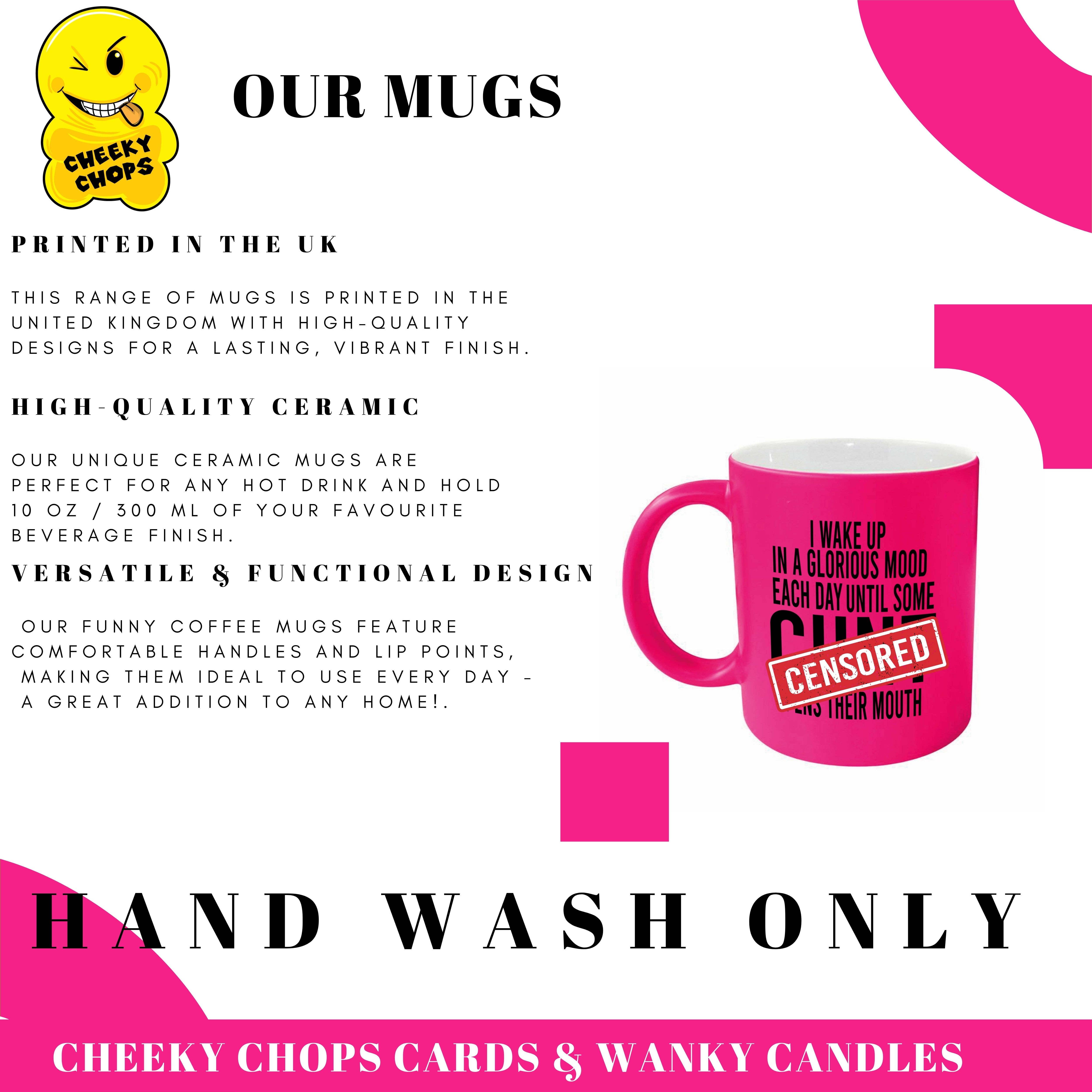 Cheeky Chops Cards & Wanky Candles – Engroshandel Kaffekrus – Rude Krus, Neon Pink -Croc iført kusse - PINKNEONMUG9142