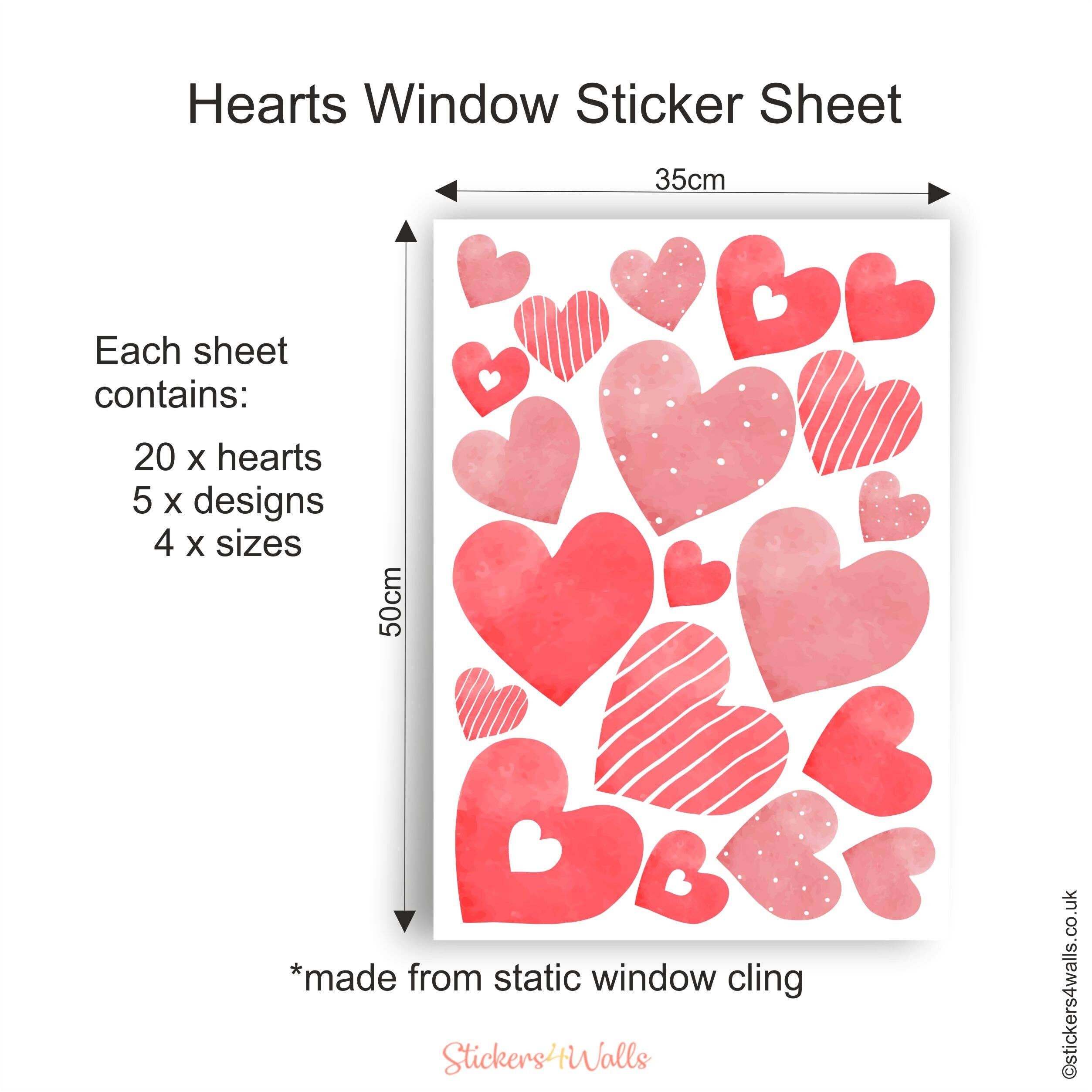 FabriStick Ltd – wholesale Wall decal/stickers – Colourful Heart Window Cling Decorations - Reusable0