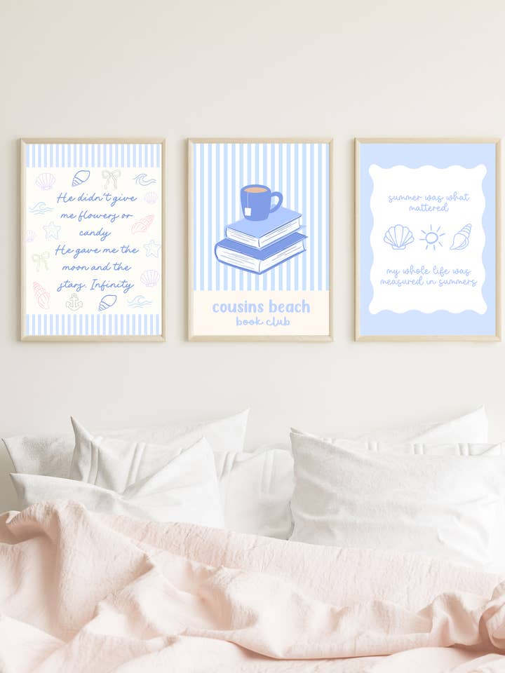 Coastal Blue Summer Art Prints | Cousins Beach Posters for wholesale by Fleurs on Sunday