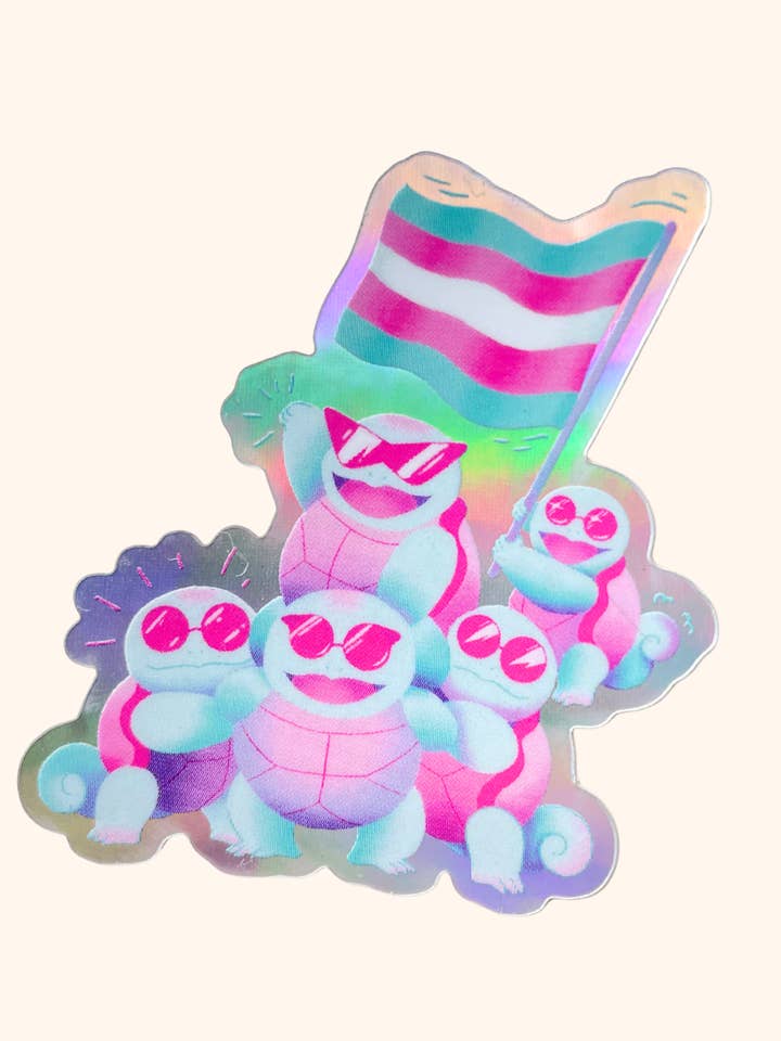 trans squirtle squad sticker for wholesale by swan meadow