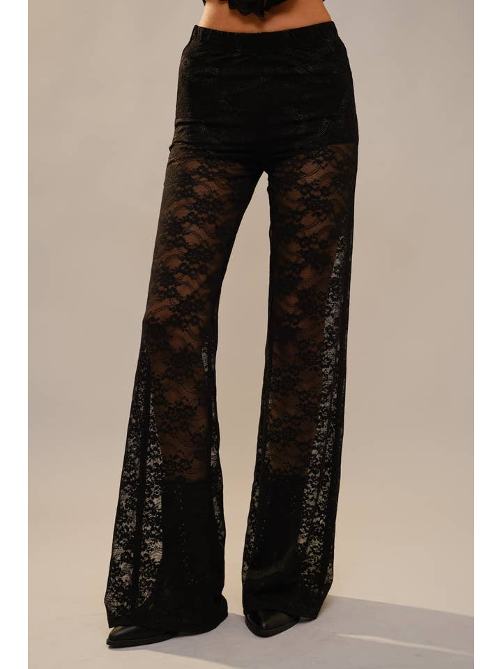 Blue B - Wholesale Pants - Women's - 23781P Floral Lace Western Stitch Inner Short Flare Pants