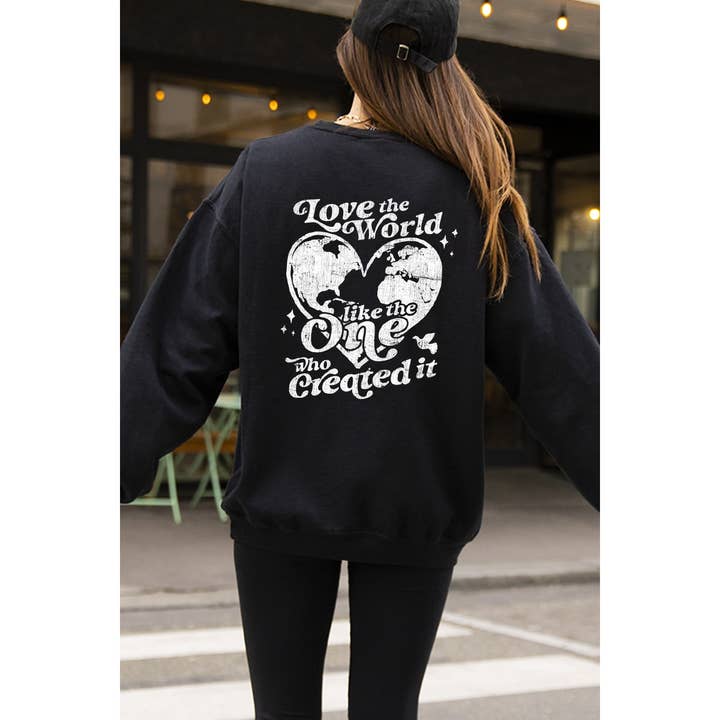 LOVE THE WORLD LIKE THE ONE VINTAGE GRAPHIC SWEATSHIRTS for wholesale by Illustrated Society