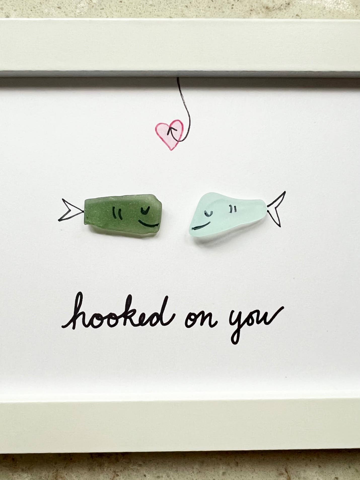 Sook & Hook - Wholesale Wall Sign - Hooked on You Fish Sea Glass Art2