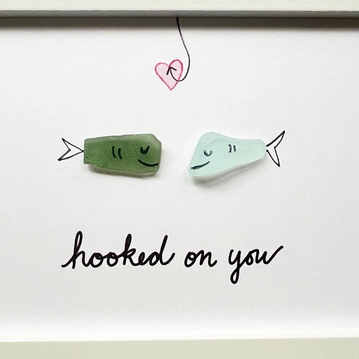 Sook & Hook - Wholesale Wall Sign - Hooked on You Fish Sea Glass Art2
