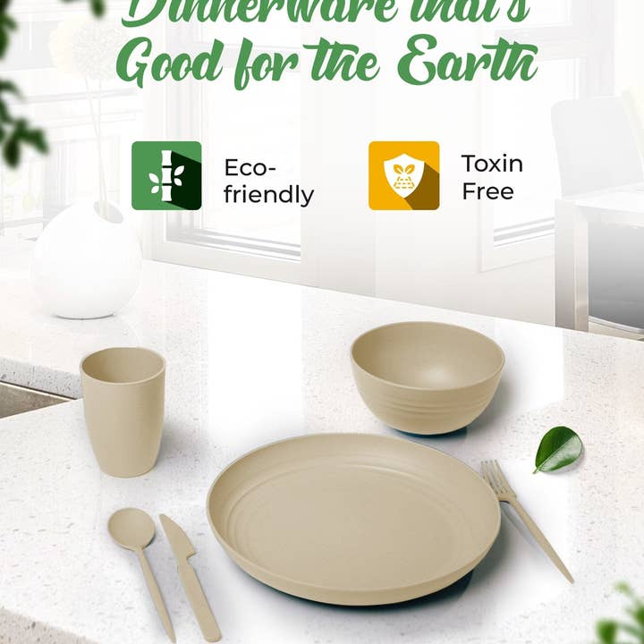 Greendish - Wholesale Dinnerware Set - Eco-Friendly Wheat Straw Dinnerware Combo Sets Reusable Kit