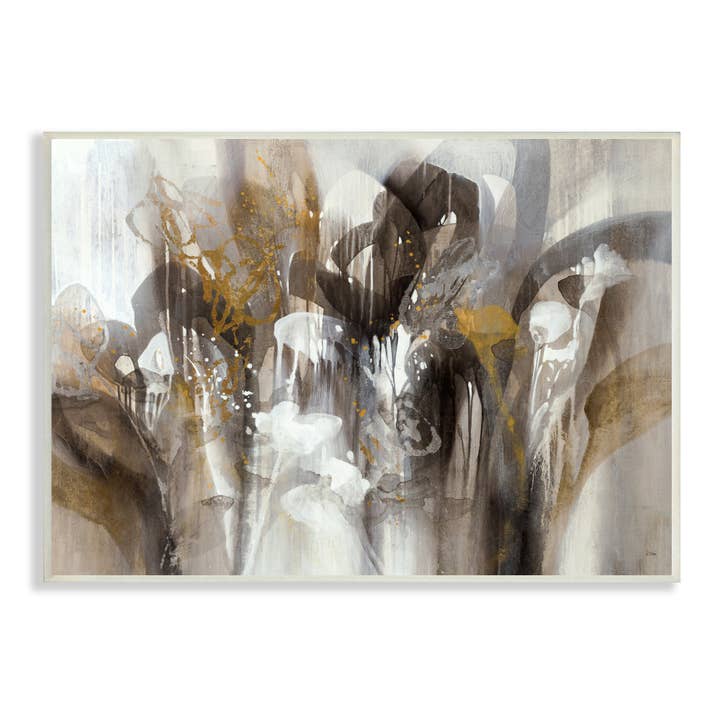 Stupell Industries – Engroshandel Vægplakat – Abstrakt Cascading figurer Brun Hvid Sort Maleri Plaque