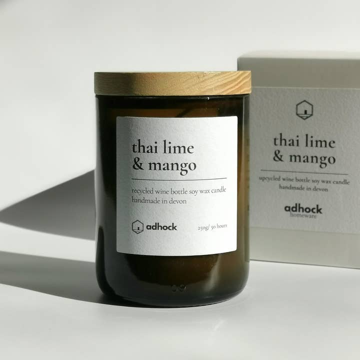Adhock Homeware – wholesale Jar/filled candle – Thai Lime & Mango Wine Bottle Candle1