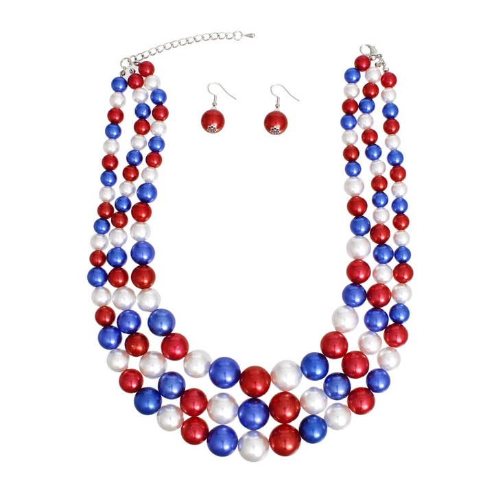 Multi kleur 2 Parelketting rood wit blauw 3 strengen voor dames voor groothandel op Faire
