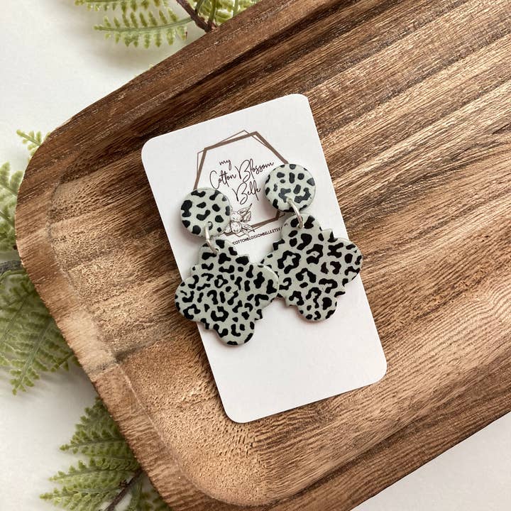 Leopard Print Clay Earrings for wholesale by My Cotton Blossom Belle