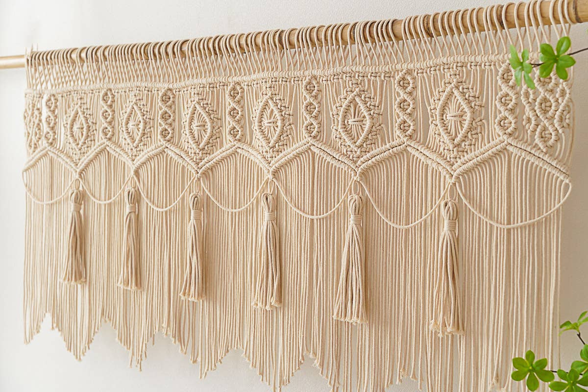 BeanDaikon – wholesale Kappa – Macrame tofs fönstervalansgardin C1312