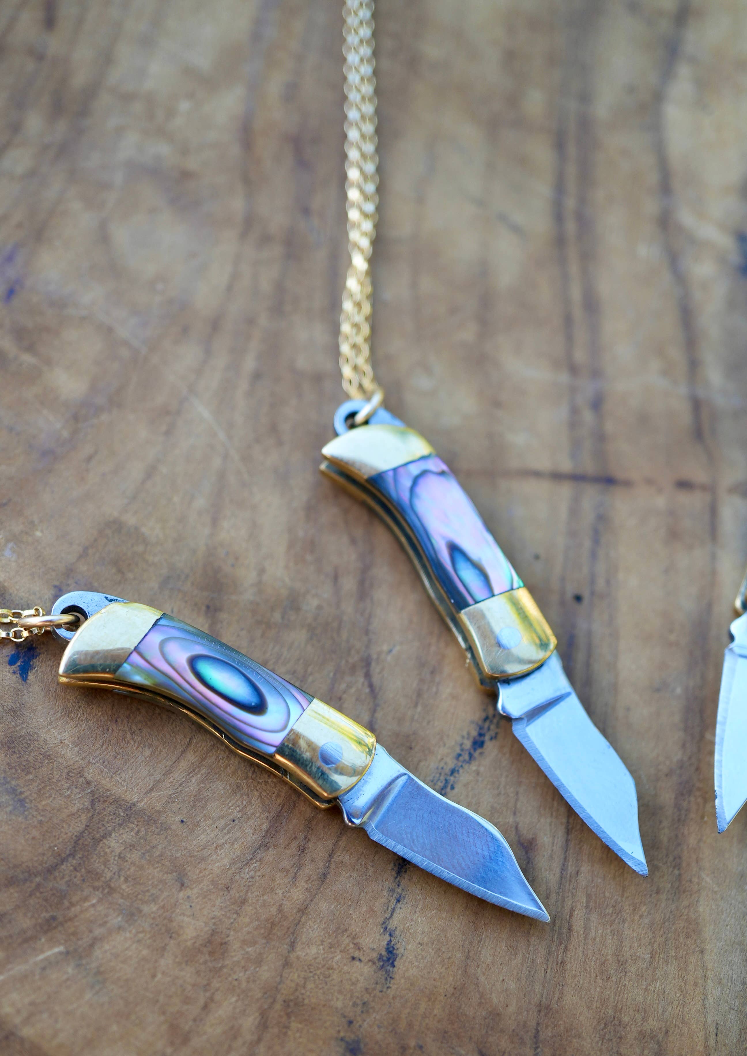 Daddy Daughter Jewelry - Wholesale Pendant/Charm Necklace - Abalone Shell Pocket Knife | Switch Blade Necklace5