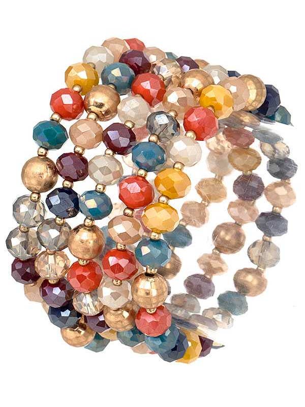 FACETED GLASS BEAD BRACELET SET 250 for wholesale by anbfashion