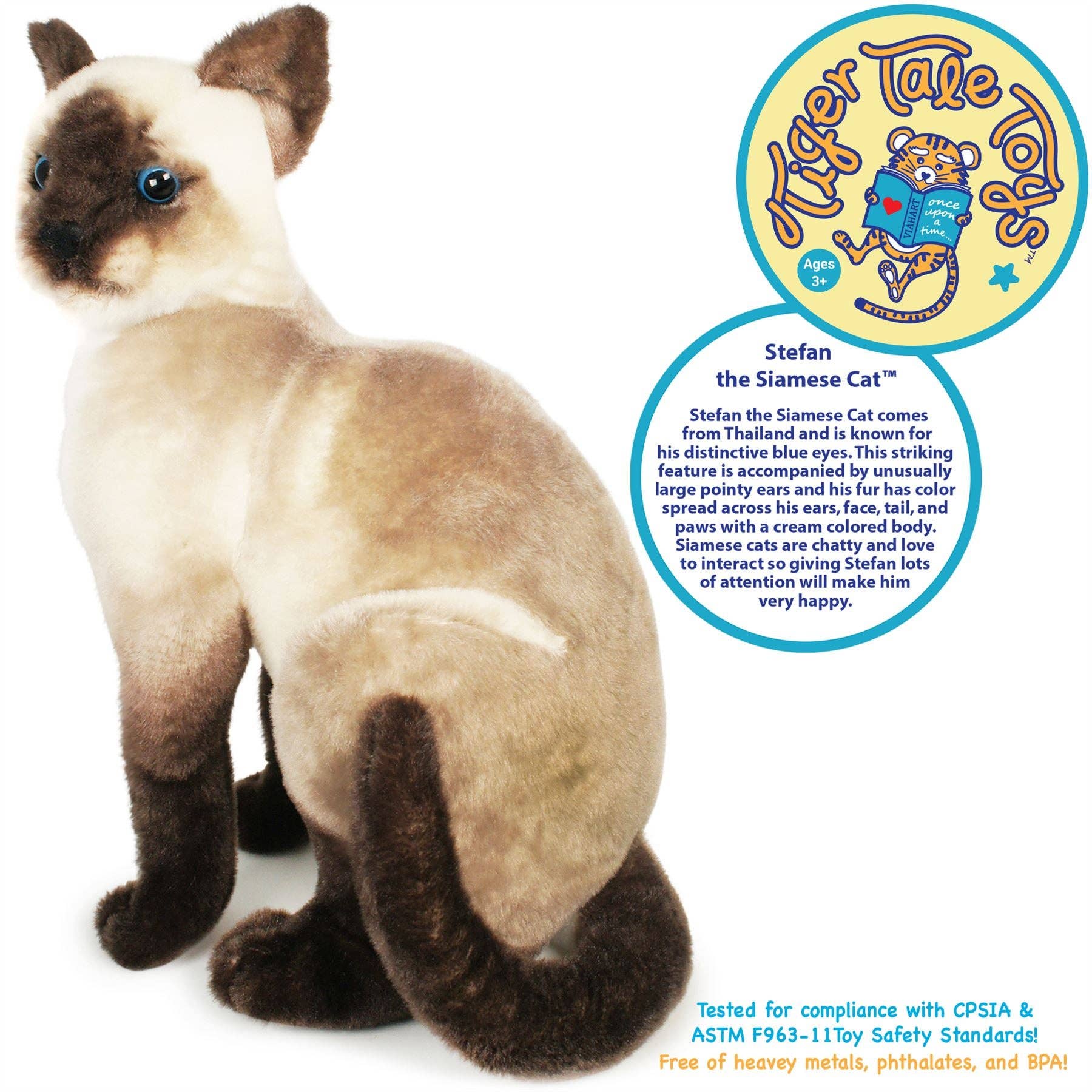 VIAHART Toy Co. – wholesale Stuffed/plush toy – Kids & baby – Stefan The Siamese Cat | 13 Inch Stuffed Animal Plush2